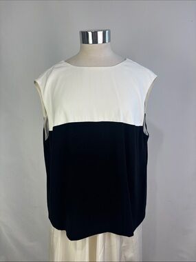 ANNETTE GOERTZ BLACK WHITE COLOR BLOCK TANK TOP